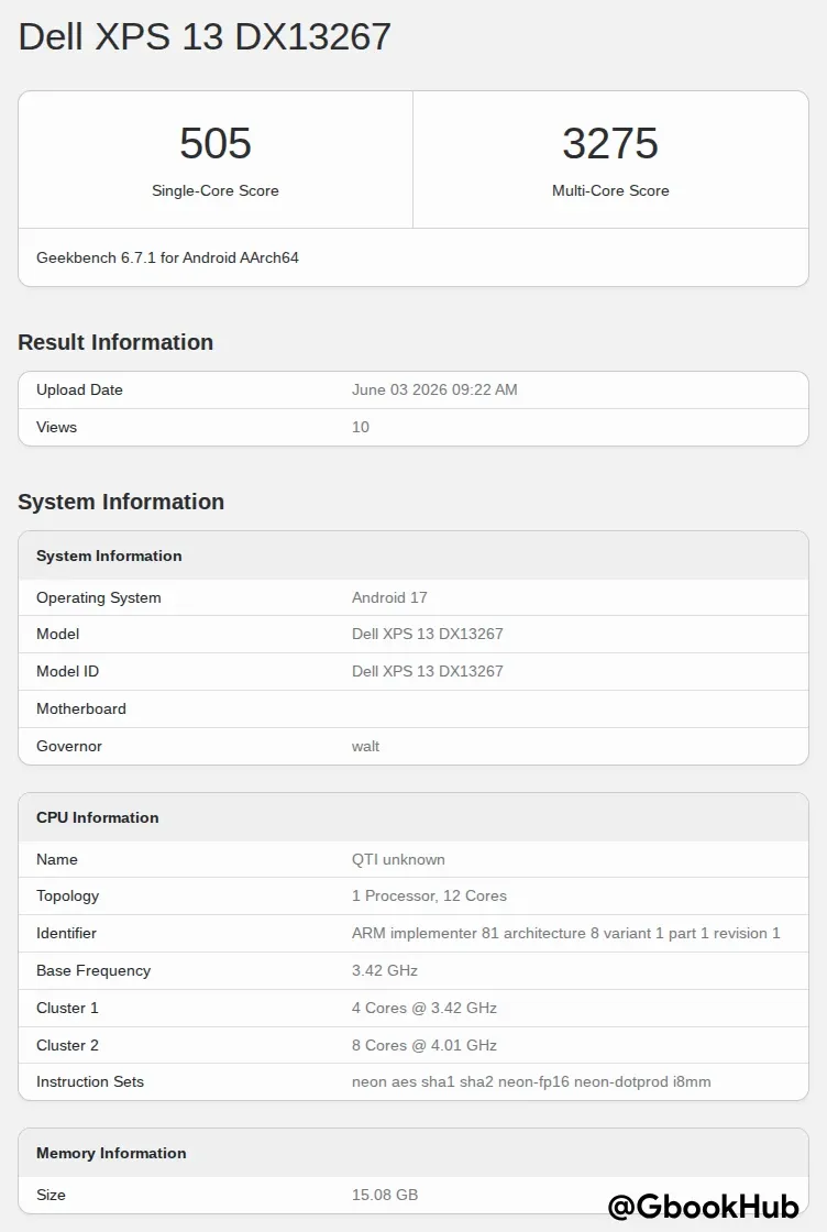 Dell Googlebook Xps 13 D X13267 Mica Benchmark 1