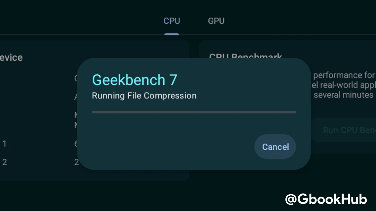 Geekbench 7 をテストした Chromebook の画面