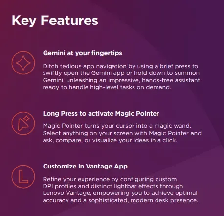 Lenovo AI Mouse for Googlebook Key Feature