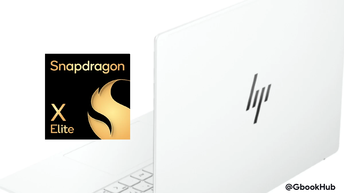HP のノートパソコンと Qualcomm Snapdragon X Elite のロゴ