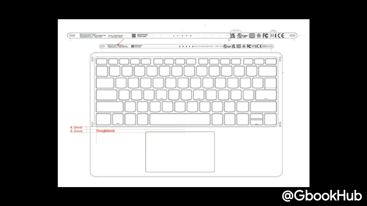 Lenovo Googlebook Duet m Keyboard FCC Image