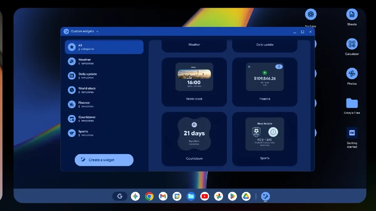 Googlebook Create My Widget