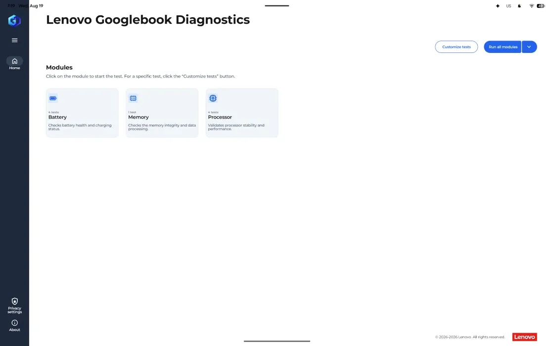 Lenovo Googlebook Diagnostics Ss 1