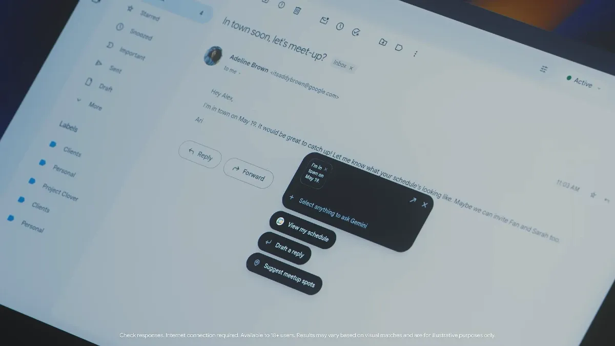 Googlebook の Magic Pointer が画面上でコンテキストに応じた提案を表示している様子