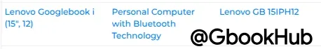 Bluetooth Sig Lenovo Googlebook I 15 12 Gb 15 IP H12