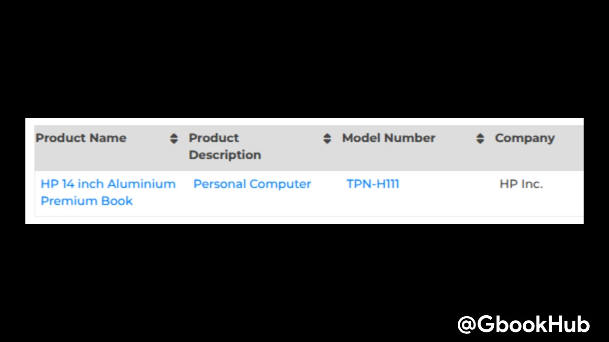 Bluetooth SIG entry for "HP 14 inch Aluminium Premium Book" by HP Inc., model number TPN-H111